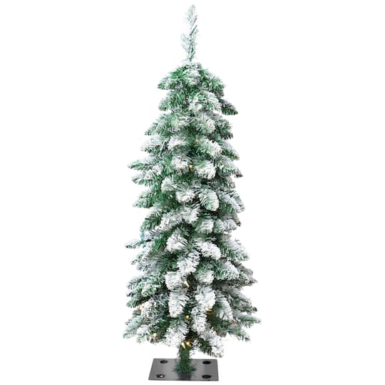 3.5ft. Pre-Lit Flocked Alpine Artificial Christmas Tree, Clear Lights